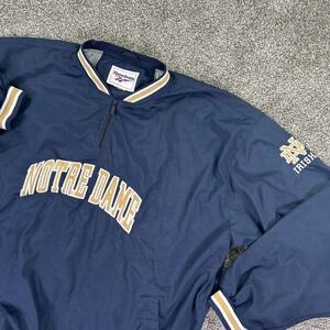 Reebok Notre Dame Fighting Irish Pullover Jacket Navy Windbreaker No Size Tag